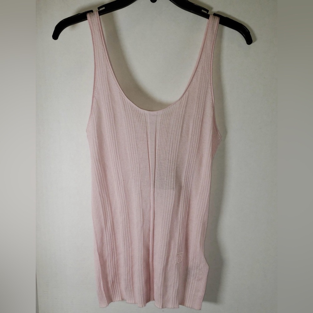 Burberry Pale Pink Ribbed Scoop Tank Top - Picture 2 of 7